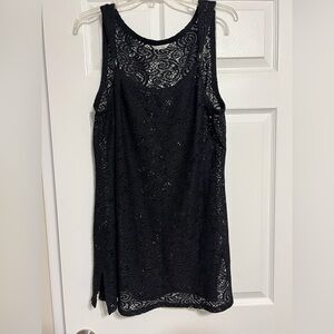 Croft n Barrow Black Lace Sleeveless Dressy Swim suit Coverup in EUC